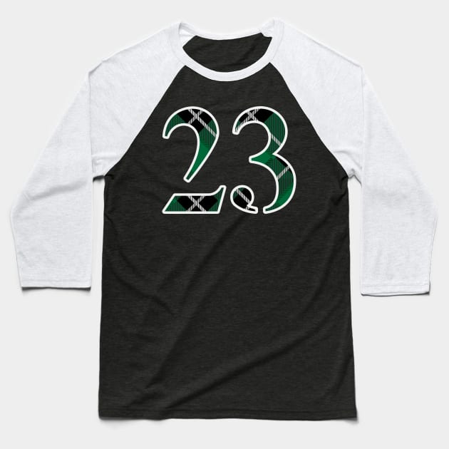 23 Sports Jersey Number Green Black Flannel Baseball T-Shirt by Design_Lawrence